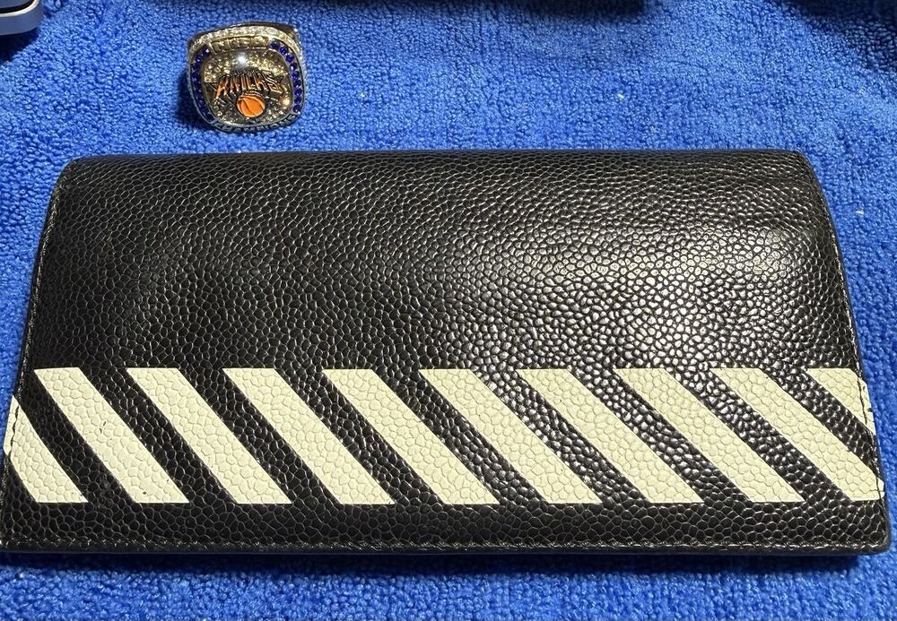 Off-White Long Wallet Leather Black & White Unisex Very Rare With COA